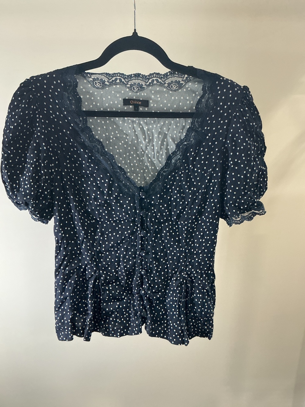 Lightweight Crepe Lace Puff Sleeve Blouse
